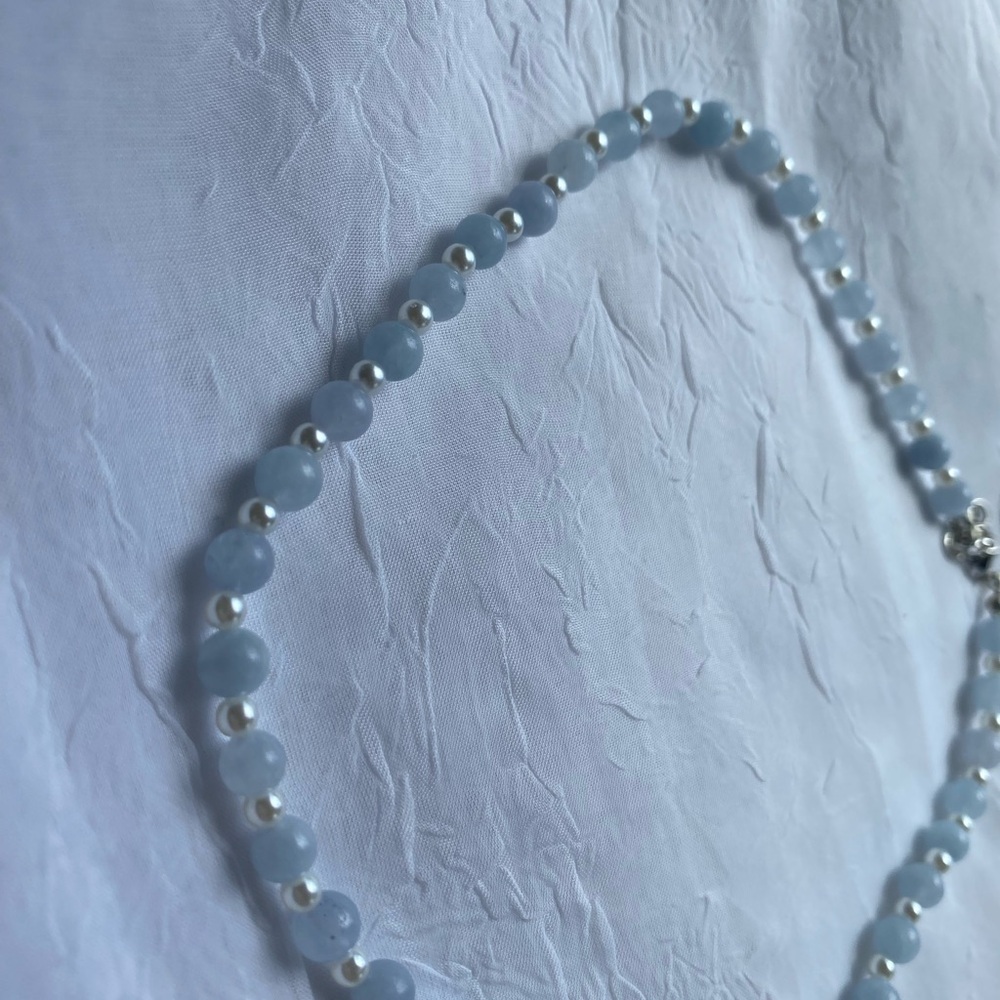 Elegant Blue and Silver Beaded Necklace